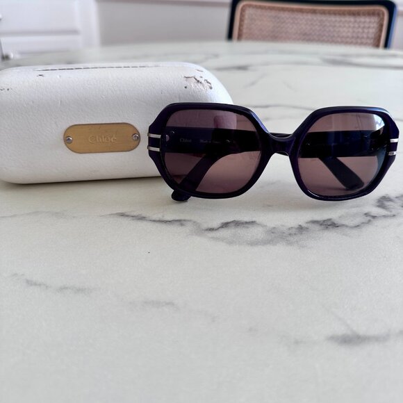 Authentic Chloé Oversized Sunglasses – Geometric Purple Frames main image 5